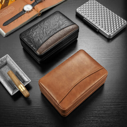 CigarLoong CH-043 crocodile pattern leather 6-cigar travel humidor case
