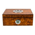 LUBINSKI CH-001 figured wood-grain desktop cigar humidor front view