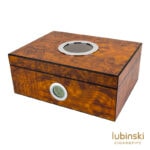 LUBINSKI CH-001 cedar interior desktop cigar humidor with digital hygrometer and viewing window