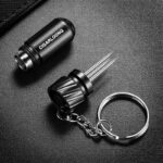 CigarLoong CP002 2-in-1 black cigar punch and triple-needle piercer keychain opened