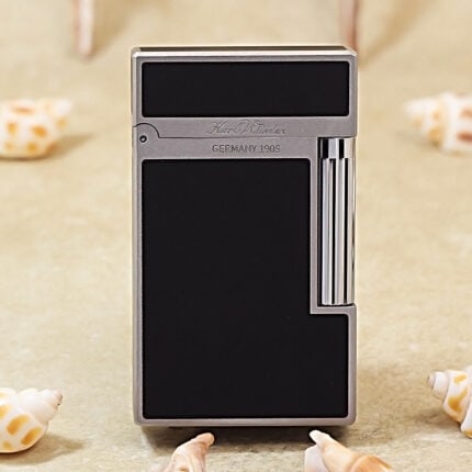 Front view of Karl Wieden Godfather Matte Black petrol lighter KW-0287