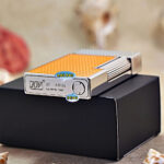 Karl Wieden Yellow Side-Slide petrol lighter KW-T0201B base with lighter-fluid refill access