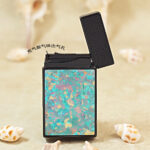 Karl Wieden KW-T021022A open butane lighter showing gas outlet and Koi & Auspicious Waves design