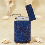 Karl Wieden KW-T021023A open butane lighter showing gas outlet and Heat-Blued Starry Sky design