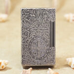 Karl Wieden Antique Silver-Tone Constantine butane lighter KW-T02108 front view with cross medallion