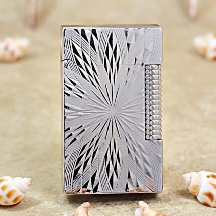 Karl Wieden Silver Radiant Geometric butane lighter KW-T0210R front view