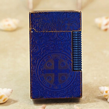 Karl Wieden Heat-Blued Constantine petrol lighter KW-T0226 front view with cross medallion