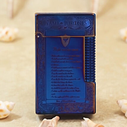 Front view of Karl Wieden Smoked Blue Game of Thrones petrol lighter KW-T0227