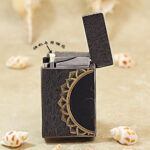 Karl Wieden KW-T0247 open petrol lighter showing wick-style mechanism and Tree of Life design