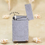 Karl Wieden KW-T0266 open petrol lighter showing wick-style mechanism and silver-tone Pixiu design