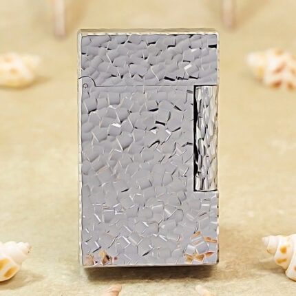 Front view of Karl Wieden Silver Crushed-Ice petrol lighter KW-T0274A
