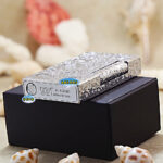 Karl Wieden Chrome Silver-Tone Auspicious Symbols petrol lighter KW-T0293A base with lighter-fluid refill access