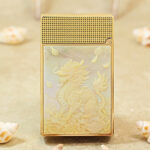 Karl Wieden Gold Mother-of-Pearl Qilin petrol lighter KW-T0296A rear view