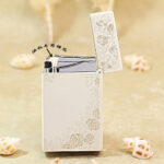 Karl Wieden KW-T0298 open petrol lighter showing wick-style mechanism and Rose Romance design