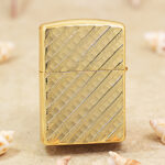 Zippo Armor gold-tone diagonal stripe lighter reverse view
