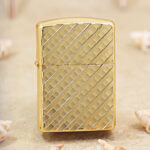 Zippo Armor gold-tone double-sided diagonal stripe lighter front view