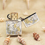 Zippo Armor custom mermaid lighter open reverse view with underwater artwork