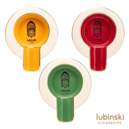 LUBINSKI YJA-20056 ceramic single-cigar ashtray in yellow, red and green color options