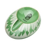 LUBINSKI YJA-20057 green ceramic single-cigar ashtray with feather-style pattern