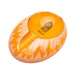 LUBINSKI YJA-20057 yellow ceramic single-cigar ashtray with feather-style pattern