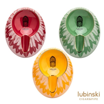 LUBINSKI YJA-20057 ceramic cigar ashtray in red, green and yellow color options