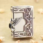 Zippo Japan ZBT-5-5B eagle wings black turquoise lighter reverse view