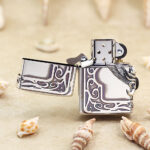 Zippo Japan ZBT-5-5B heavy metal eagle wings lighter open front view