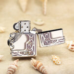 Zippo Japan ZBT-5-5B heavy metal eagle wings lighter open reverse view