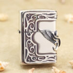 Zippo Japan ZBT-5-5B heavy metal eagle wings black turquoise lighter front view