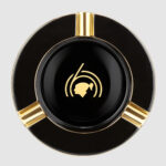 S.T. Dupont Cohiba 60th Anniversary XL black and gold porcelain cigar ashtray 006472
