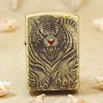 Zippo Armor brass tiger custom lighter KZ300 front view
