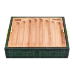 LUBINSKI YJA-13044 solid wood cigar tray with metal handles