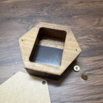 Walnut hexagonal collectible lighter display box, view 2 – lighter not included