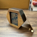 Walnut hexagonal collectible lighter display box, view 3 – lighter not included