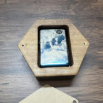 Walnut hexagonal collectible lighter display box, view 4 – lighter not included