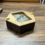 Walnut hexagonal collectible lighter display box, view 5 – lighter not included