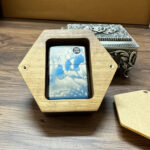 Walnut hexagonal collectible lighter display box, view 8 – lighter not included