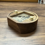 Walnut wood peach-shaped Zippo lighter display box, image 2 – lighter not included